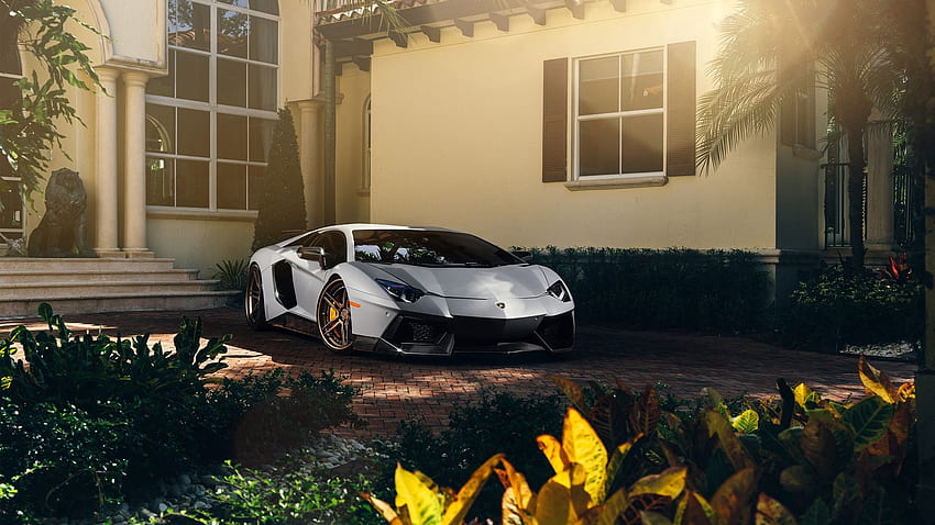 Full lamborghini aventador mansion morning dream, Background, Mansion with Cars HD wallpaper