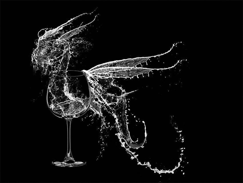 Dragon-de-agua, бяло, черно, agua, дракон, стъкло, вода HD тапет