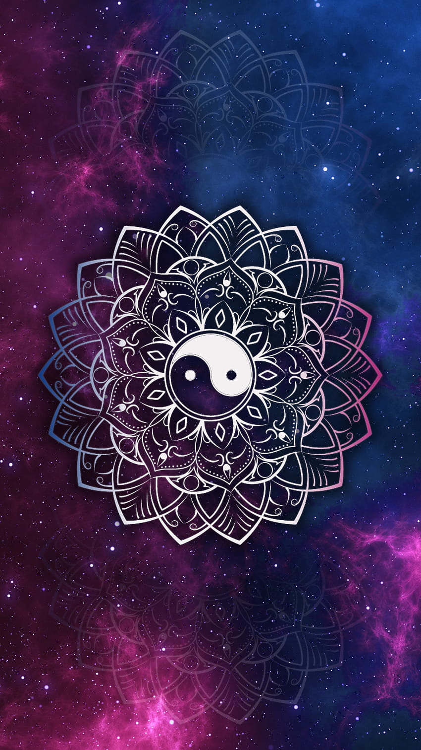 MandaleafArt, galáxia, ying, mandala, spiritual, yang HD phone wallpaper