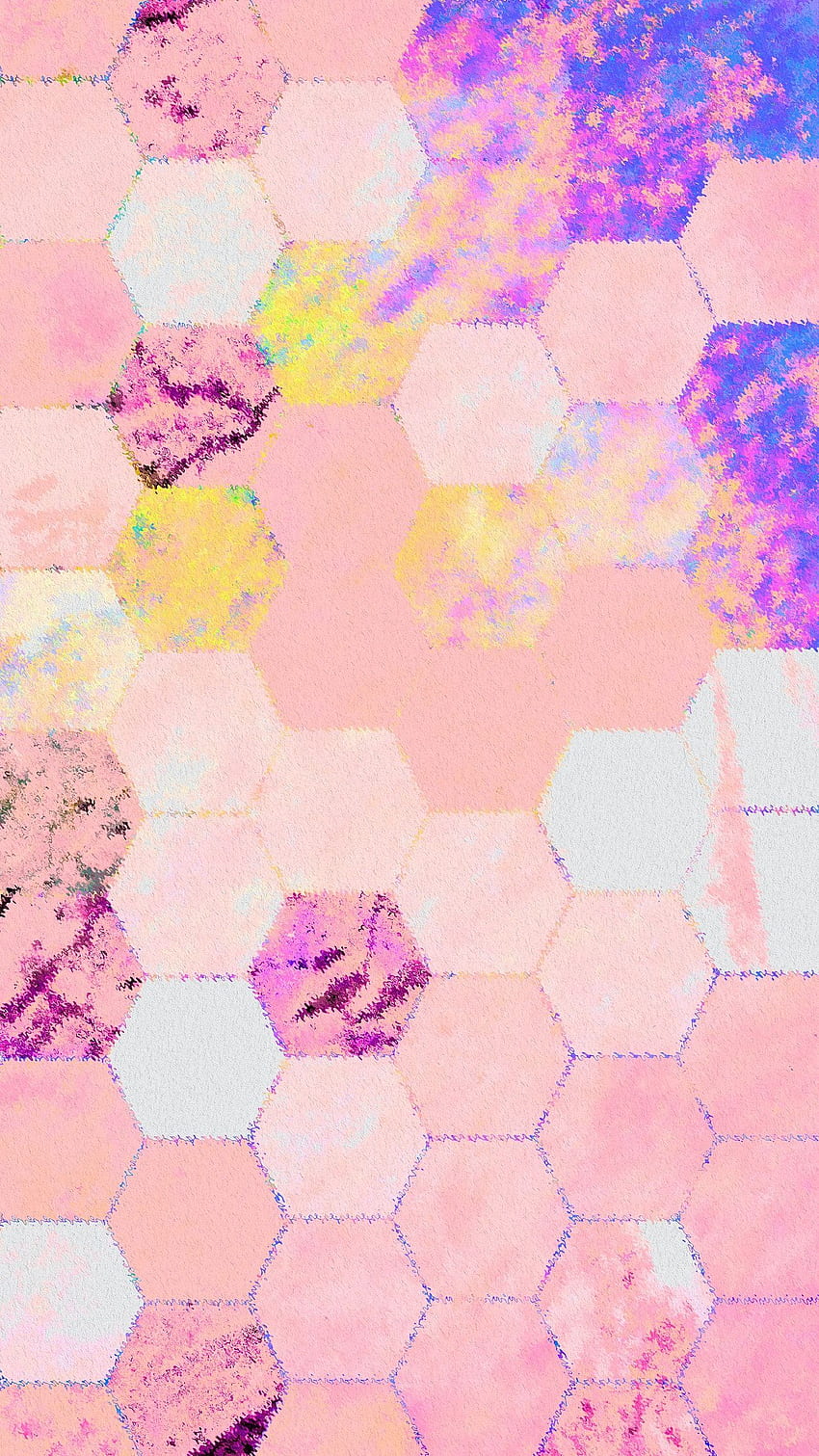 六角形のピンクの大理石のタイル パターン モバイル。 、ライラックマーブル HD電話の壁紙