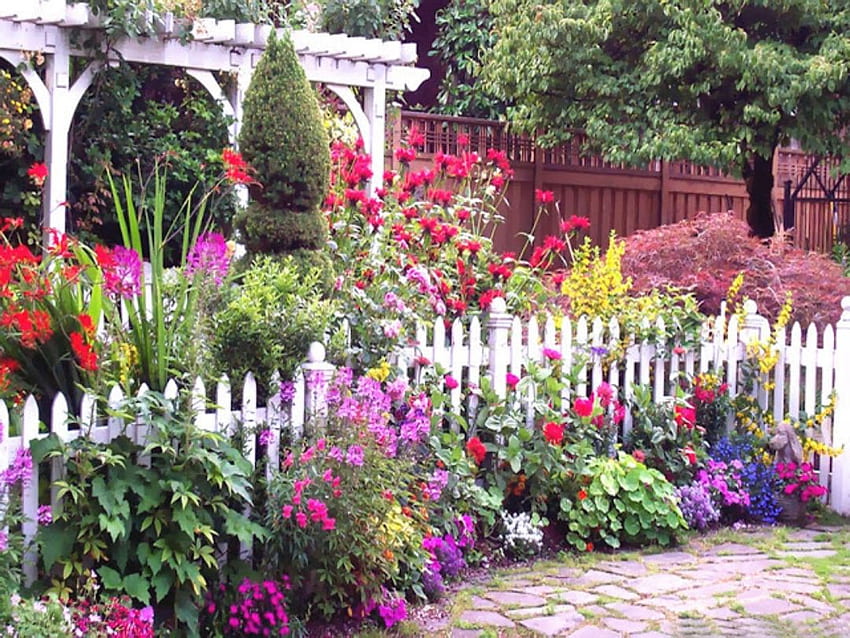 美しい花の庭と芝生のアイデア フラワーズ 1080, カントリー ガーデン 高画質の壁紙