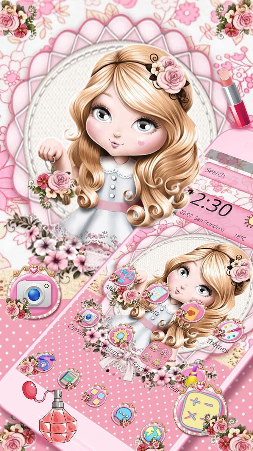 Cute Fancy Doll Theme for Android HD phone wallpaper