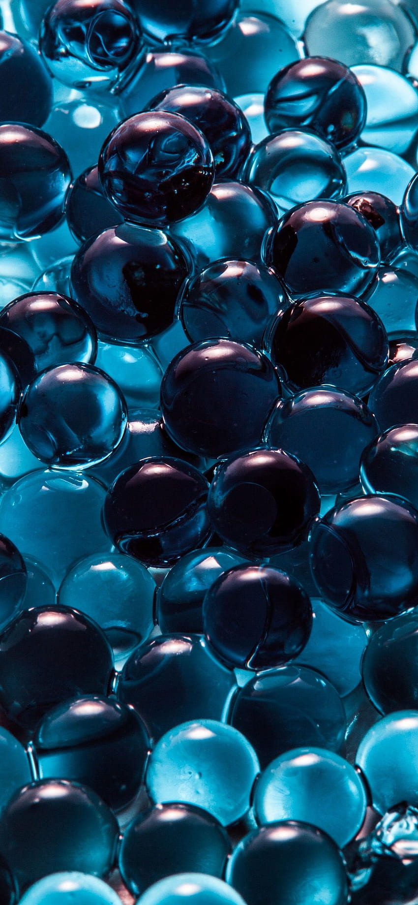 Sphere Balls , Blue background, 3D, Glass, Round, Closeup, macro, , graphy, 1284x2778 HD phone wallpaper