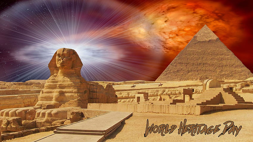 Laptop da Esfinge da Pirâmide do Egito do Dia do Patrimônio Mundial papel de parede HD