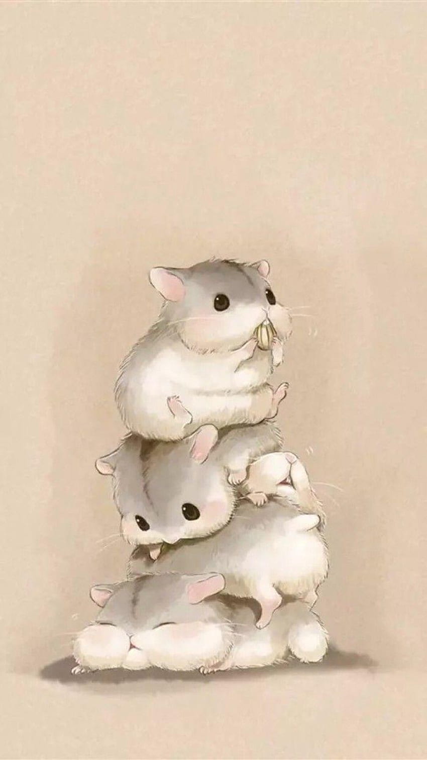 Kawaii Hamster, Hamster Cartoon HD phone wallpaper