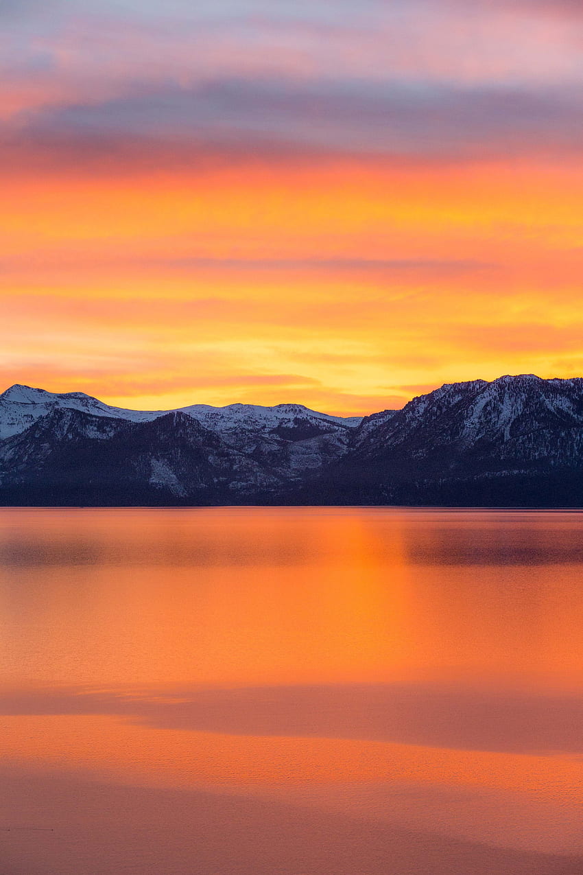 Dawn, Sea, Nature, Mountains, Horizon HD phone wallpaper