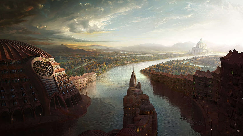 Cool Fantasy Landscape ภูมิทัศน์ในจินตนาการ วอลล์เปเปอร์ HD
