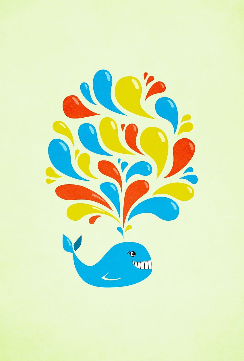Colorful Swirls Happy Cartoon Whale HD phone wallpaper