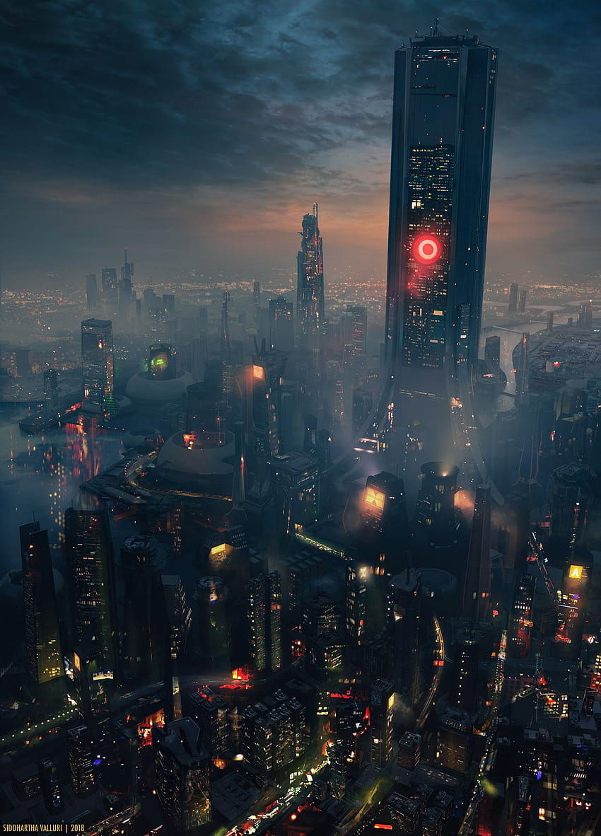 The dystopian future is one possibility of the future where government is obsessed with surveillance and privac in 2020. Cyberpunk city, Sci fi , Futuristic city HD phone wallpaper
