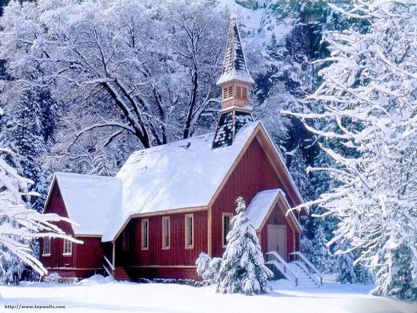 All is calm.all is bright. Country church, Winter , winter HD wallpaper