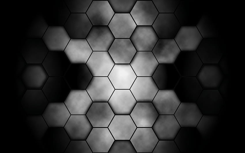 Dark Abstract, Dark, Grid, Hex, 3D HD wallpaper