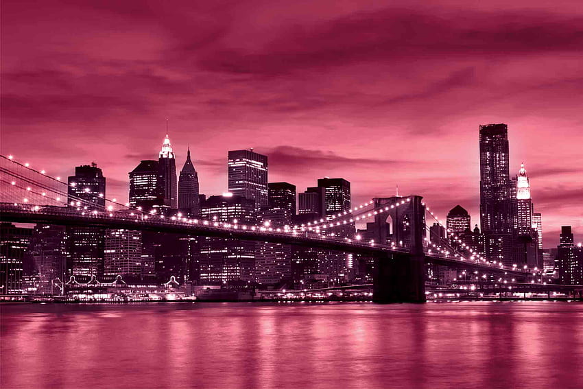 Różowy Nowy Jork - Brooklyn, różowa linia horyzontu Tapeta HD