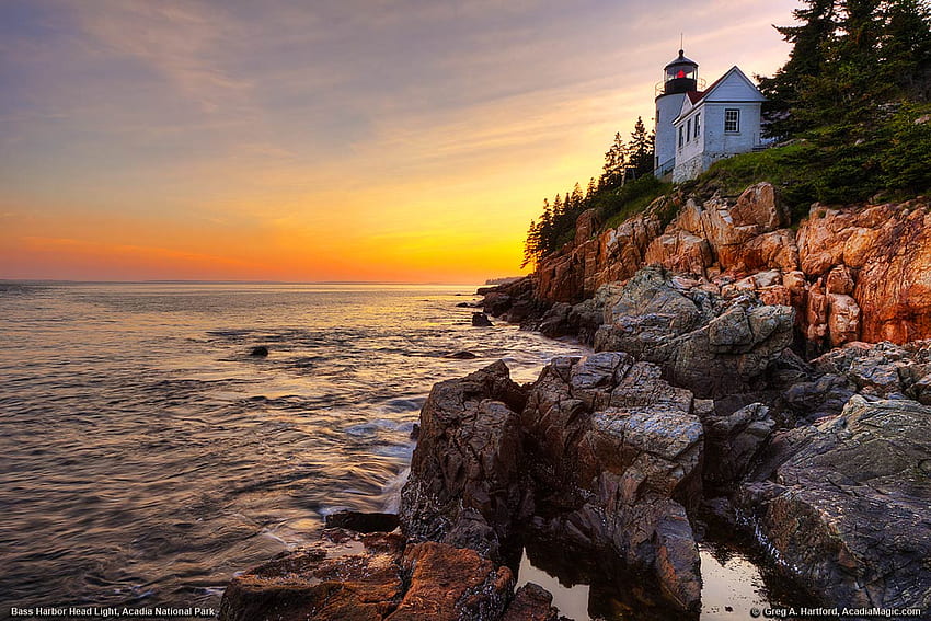 Bass Harbor Head Lighthouse, Acadia National Park Winter HD wallpaper