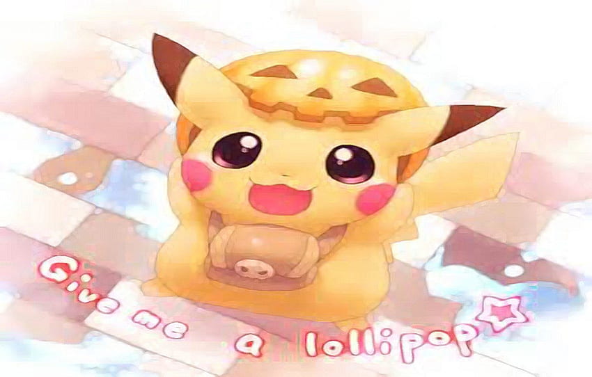 Give Me a Lollipop, , halloween, cute, pikachu HD wallpaper