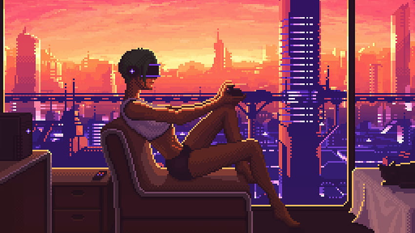 Pixel art room for a cyberpunk indie game by Margarita Solianova on Dribbble