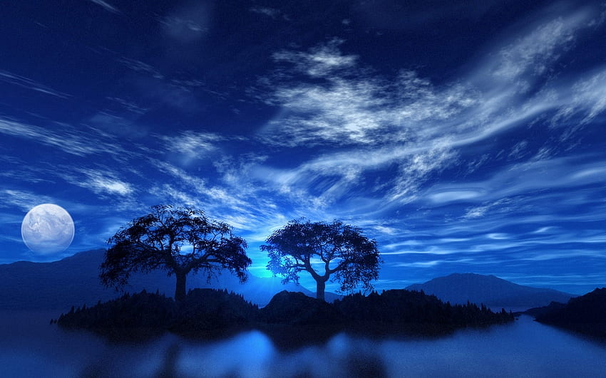 Nachthimmel, Blau, Kraft, Grafik, Landschaft, Himmel, Natur, Schönheit HD-Hintergrundbild