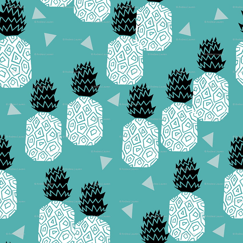 pineapple // block print linocut sweet blue pineapple summer HD phone wallpaper