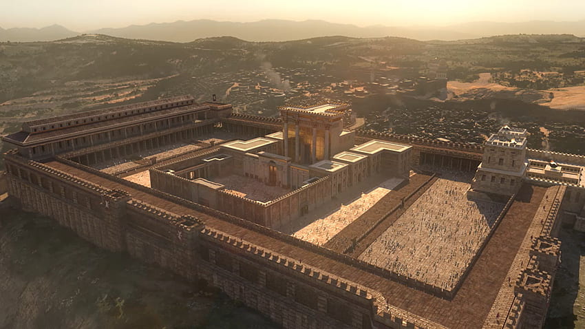 3D 시각화를 사용하여 고대 예루살렘, 예루살렘 사원으로 들어가기 HD 월페이퍼