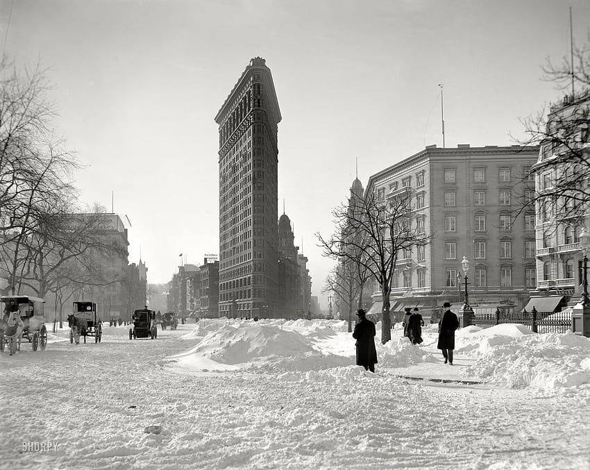 winter, snow, king, buildings, New York City, Flatiron, NYC Winter HD wallpaper