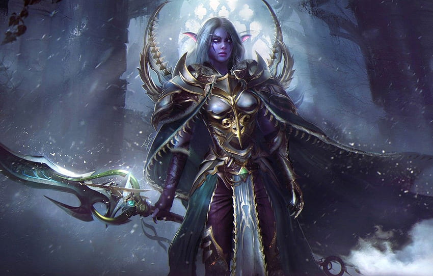 Момиче Меч World Of Warcraft Warcraft Уау - Нощен елф Warrior Art - -, Нощен елф ловец HD тапет