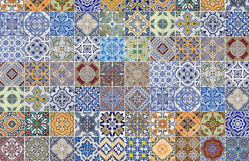 Gemusterte Fliese Wand, marokkanisches Muster HD-Hintergrundbild