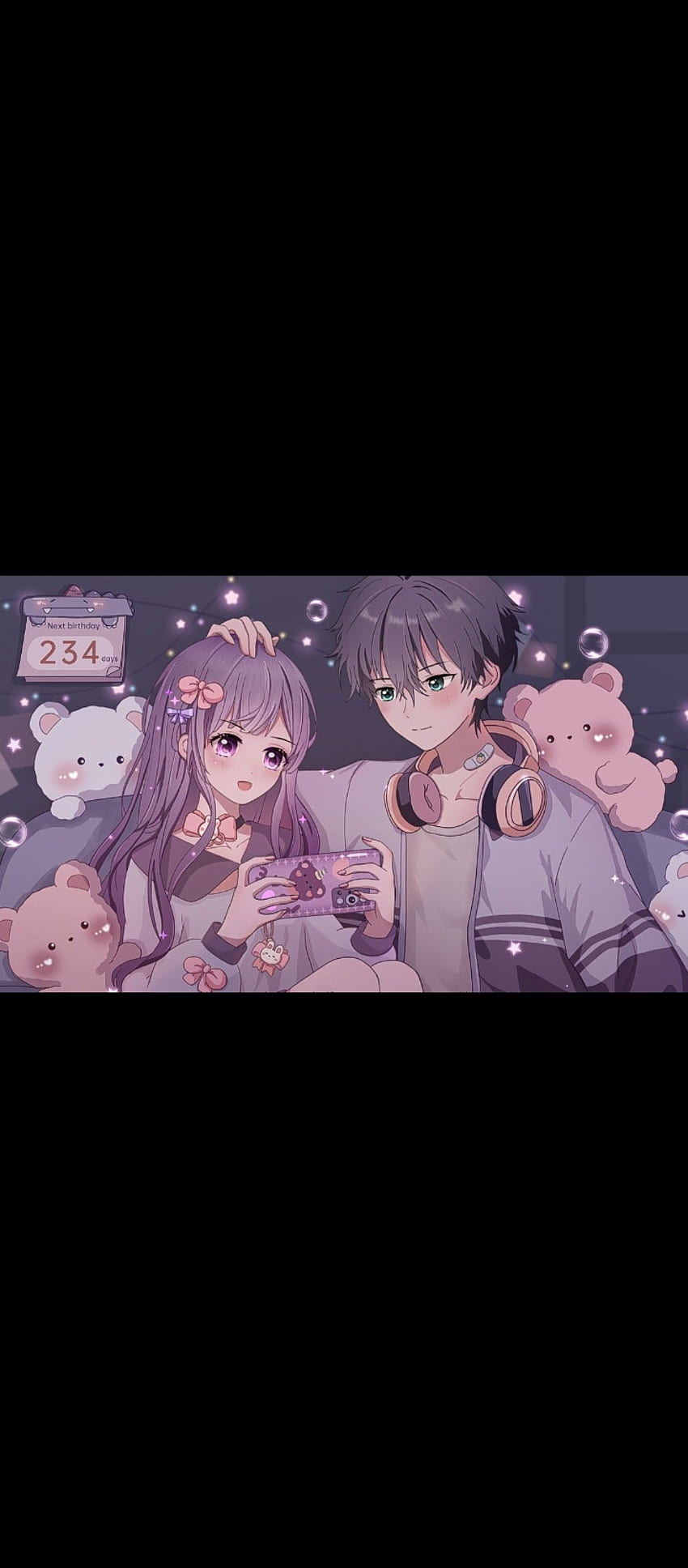 Sweet Couple Gamers, love, romance, kartun, gamer, anime HD phone wallpaper