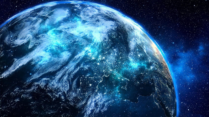Blue Digital Planet, Digital Universe HD wallpaper