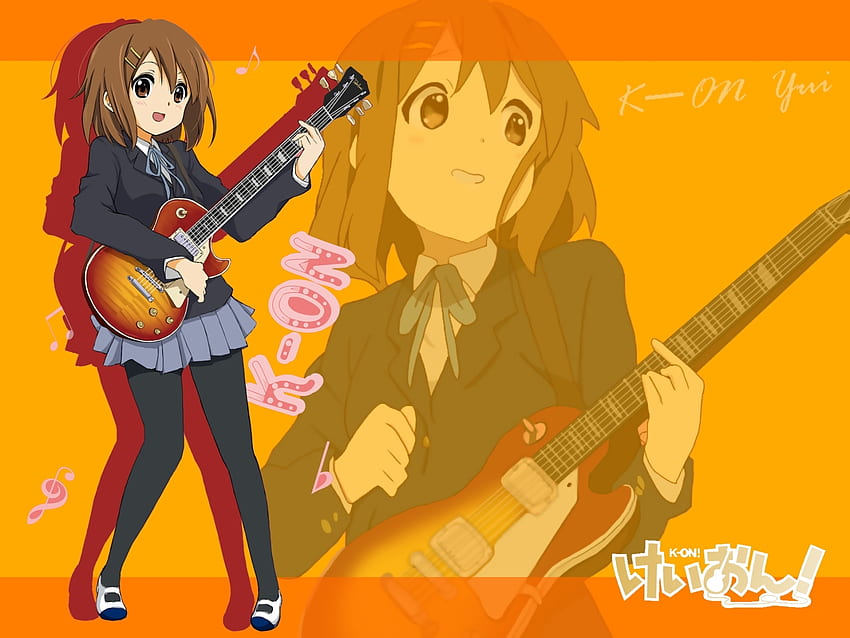 K-On!, hirasawa, yui, gitara, mundurek, szkoła, pomarańczowy Tapeta HD