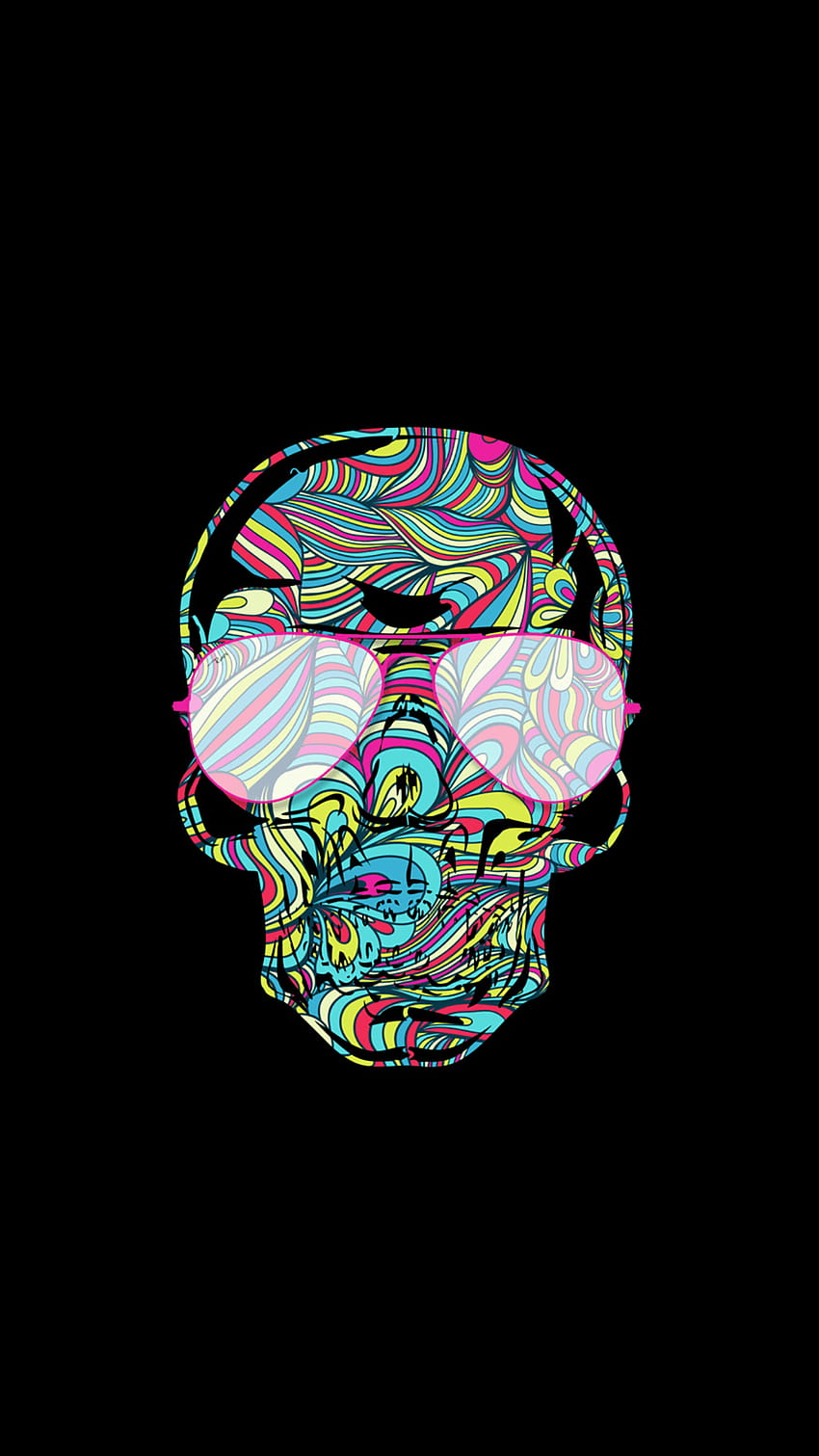Neon Skull with Glasses - For Tech, Glass Skull HD phone wallpaper