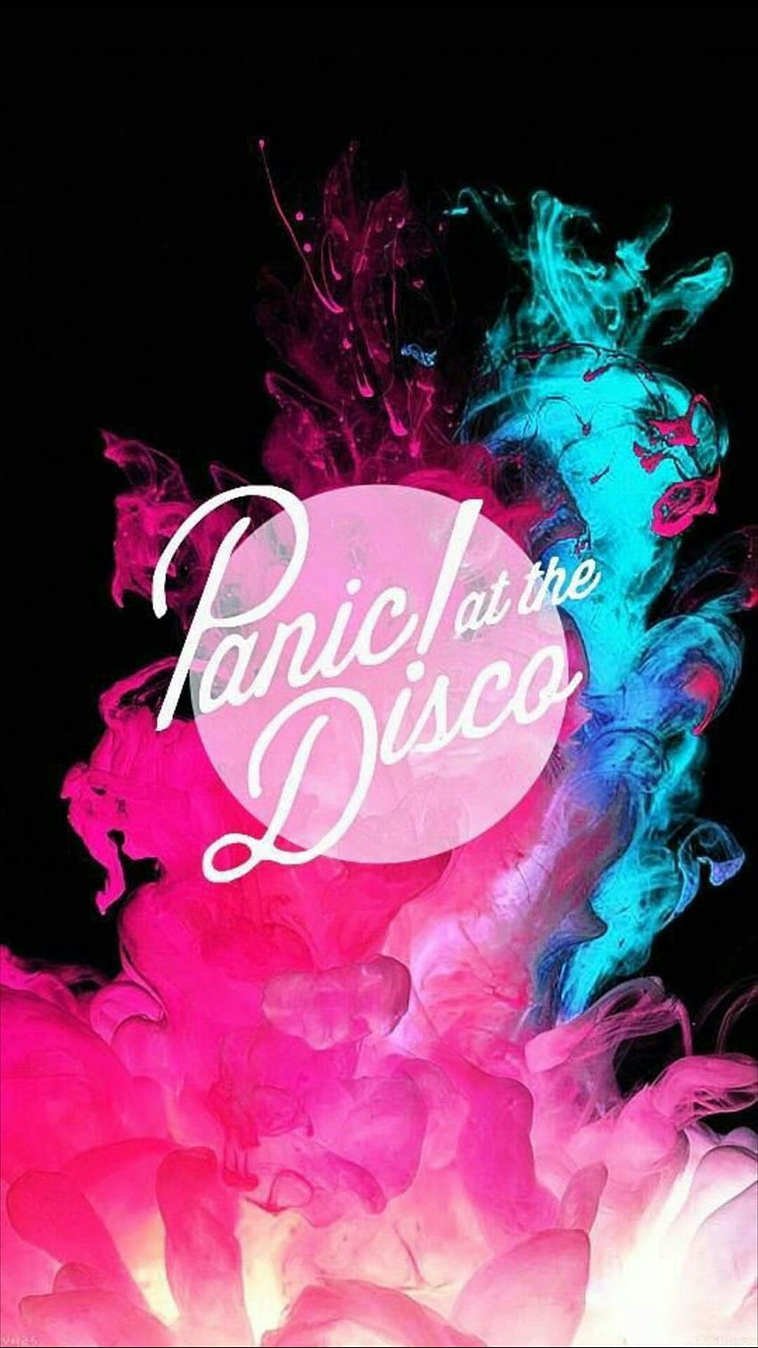 Panik! At The Disco neonblauer & rosafarbener Rauchtelefonhintergrund HD-Handy-Hintergrundbild