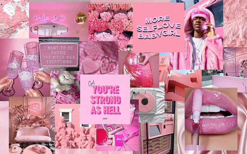 Pink Collage Laptop HD wallpaper