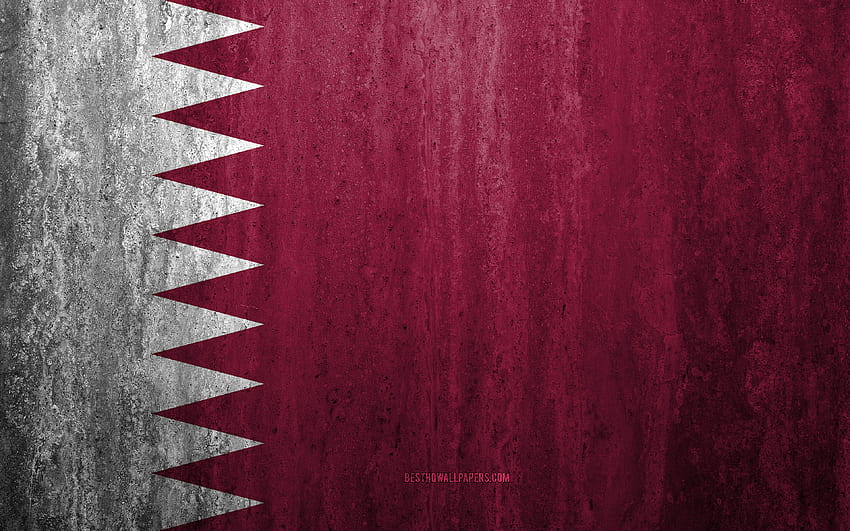 Flag of Qatar, , stone background, grunge flag, Asia, Qatar flag, grunge art, national symbols, Qatar, stone texture for with resolution . High Quality HD wallpaper