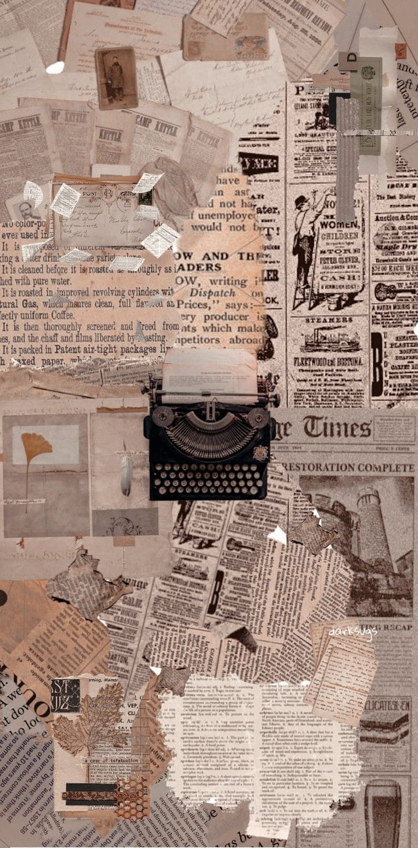 Estético. Collage de periódicos, Periódicos, Periódicos antiguos fondo de pantalla del teléfono