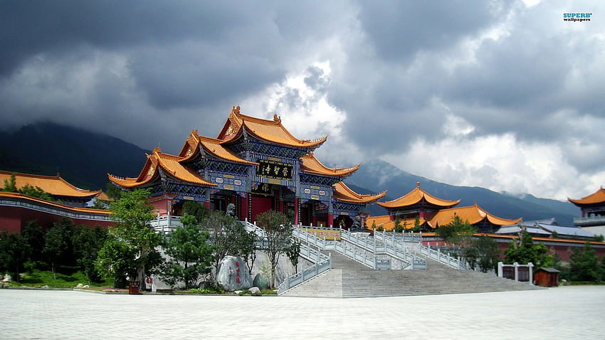 Religious: Chongsheng Temple Yunnan China Mountain Clouds Oriental HD wallpaper