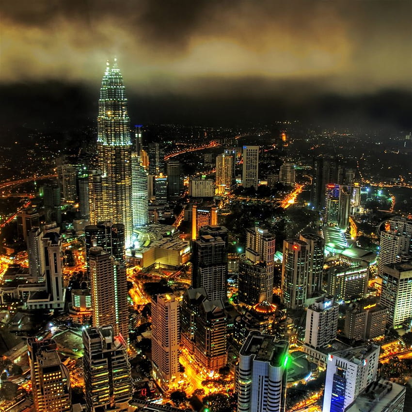 Atascado en la Aduana Kuala Lumpur Night IPad Air. IPhone, iPad One Stop Downl. La ciudad de Dubái, la grafía de la ciudad, el paisaje urbano, el horizonte de Kuala Lumpur fondo de pantalla del teléfono