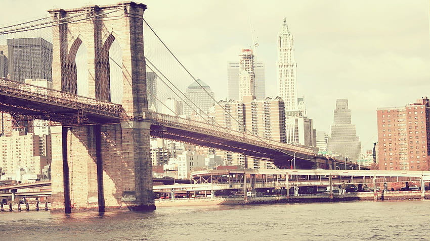 Puente de Brooklyn Nueva York, Vintage New York City fondo de pantalla