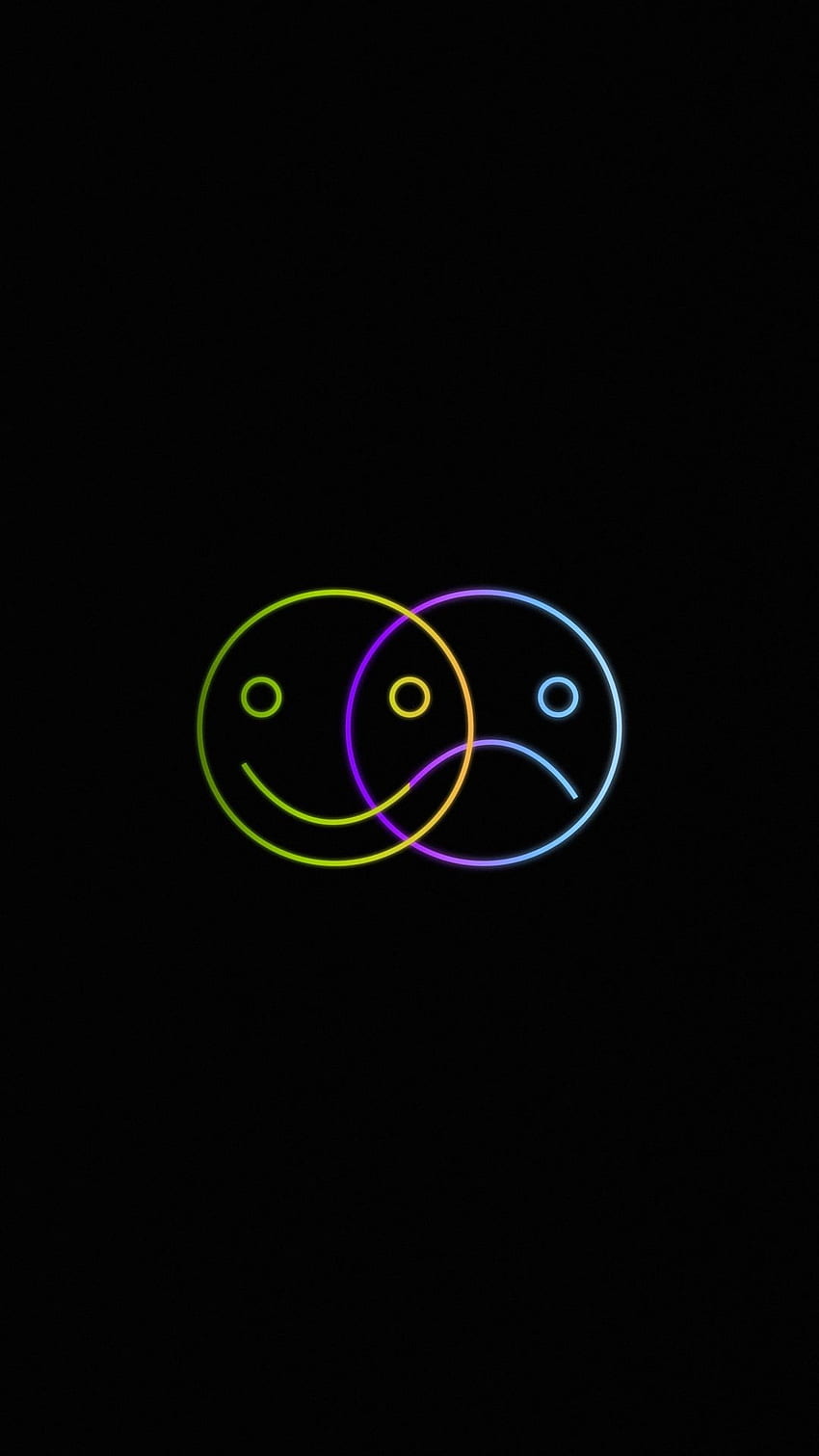 Neon Szczęśliwy Smutny, twarz Tapeta na telefon HD