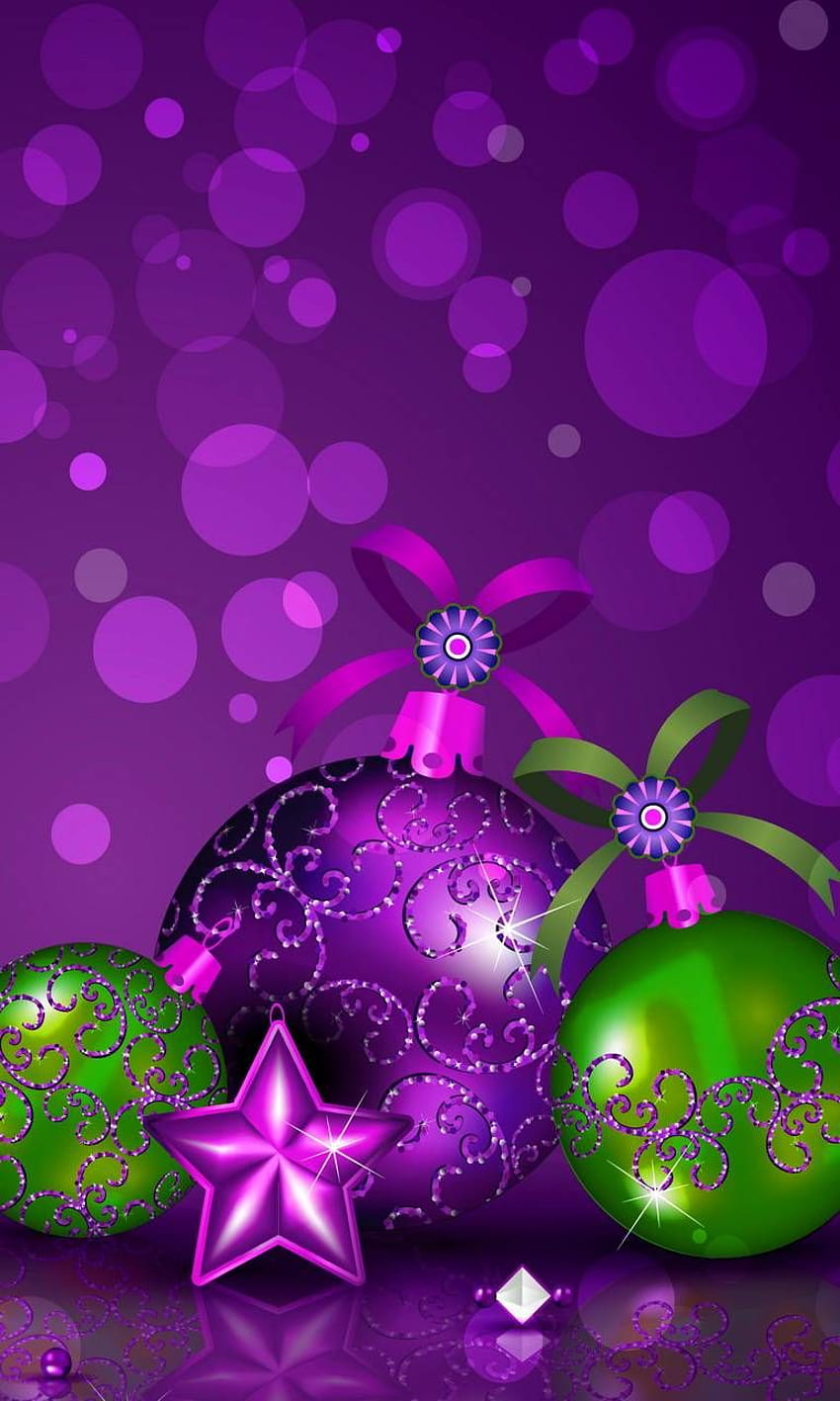 Purple & Green Christmas Balls - Home Screen. Merry christmas , Cute christmas , Christmas phone , Purple Christmas Ornaments HD phone wallpaper
