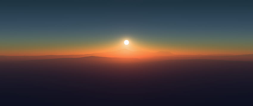 Minimalistyczny zachód słońca (): Panoramiczny, 3440x1440 Minimalny Tapeta HD