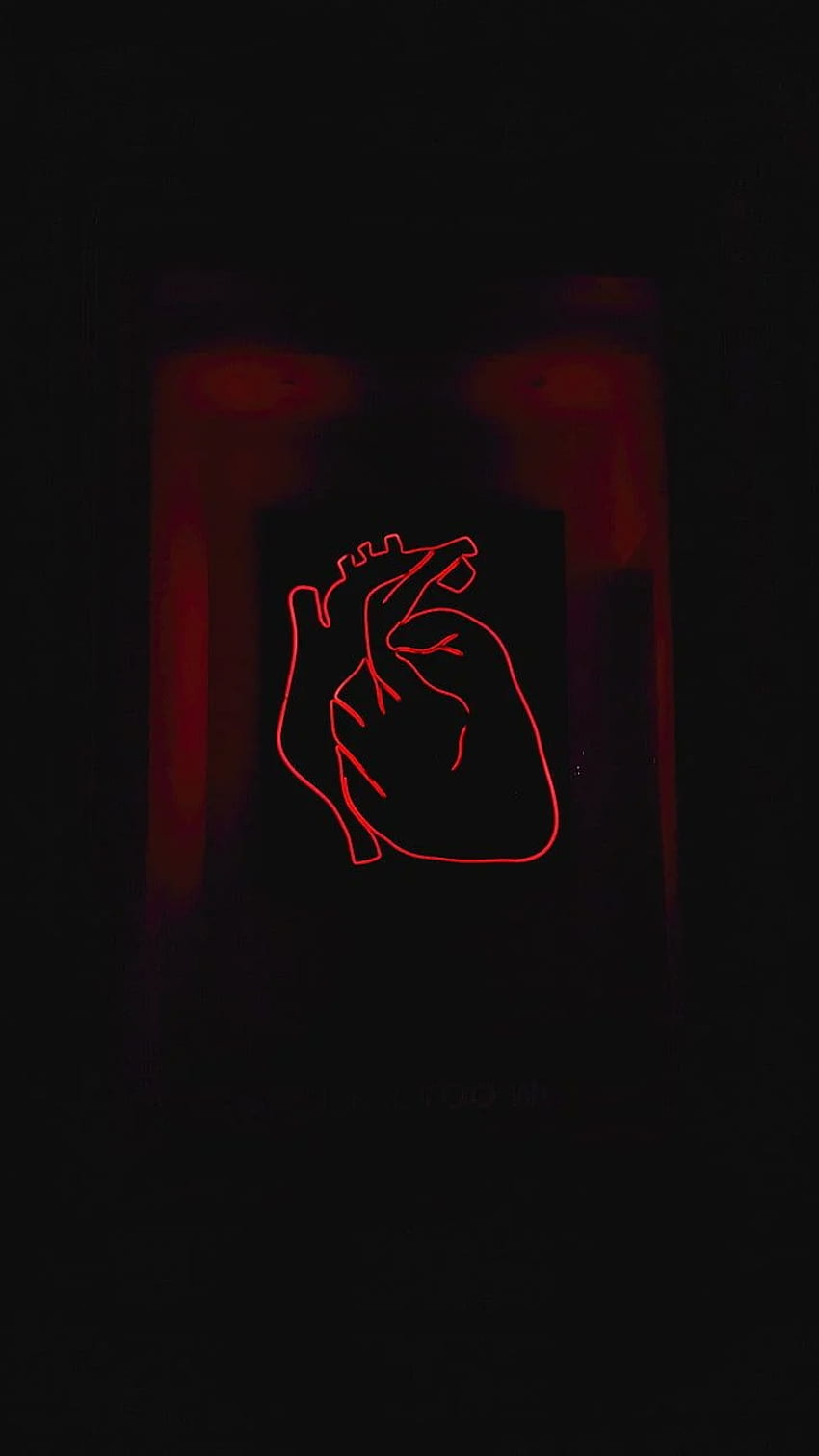 : heart, neon, dark, red, studio shot, no people, Abstract Dark Heart HD phone wallpaper