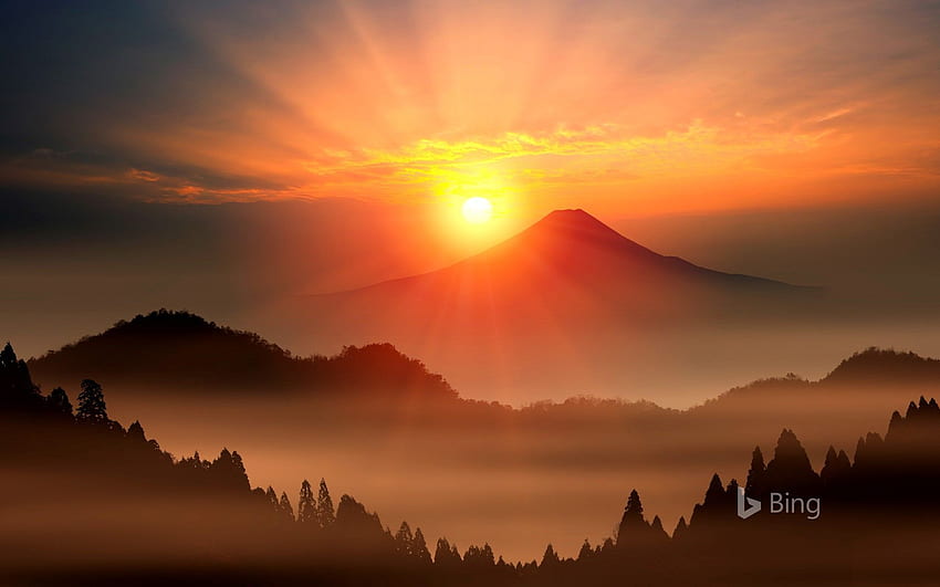 Nascer do sol no Monte Fuji, Japão - Bing papel de parede HD