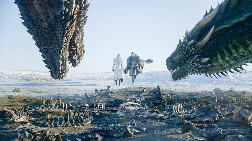 Daenerys Targaryen e Jon Snow, Game of Thrones, Dragão, Temporada 8 papel de parede HD