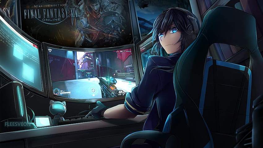 Anime Gaming Boy Laptop , , Background, and, 1360X768 Anime HD wallpaper