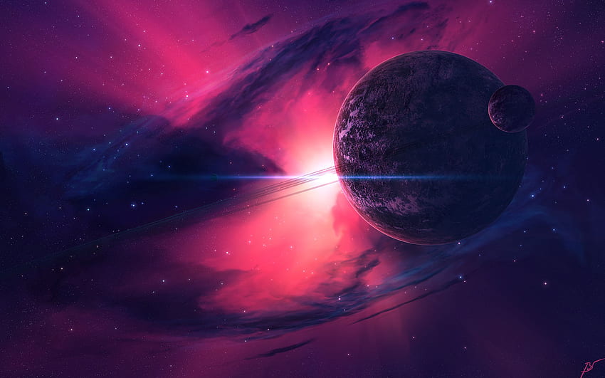 Planet Merah Muda Nebula, Artis,,, Alam Semesta Merah Muda dan Biru Wallpaper HD