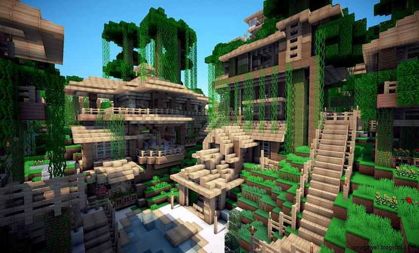 Minecraft Jungle House HD wallpaper