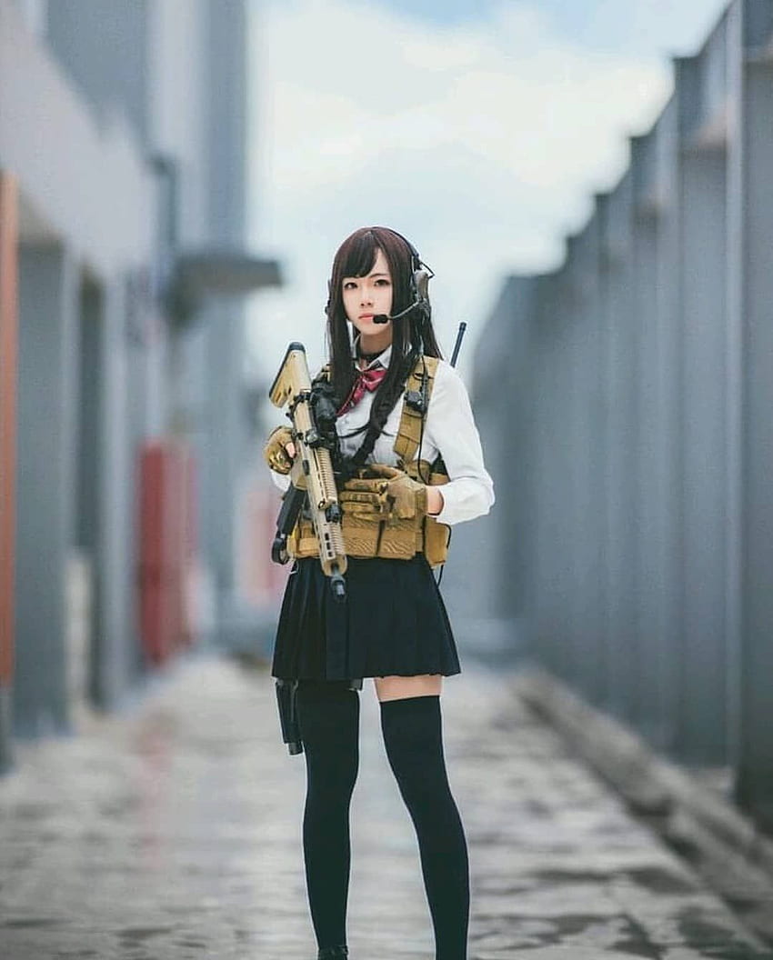 PUBG PUBG Handy PUBG Handyspiel (359). Militärmädchen, Cosplay, Mädchengewehre, japanisches Cosplay HD-Handy-Hintergrundbild