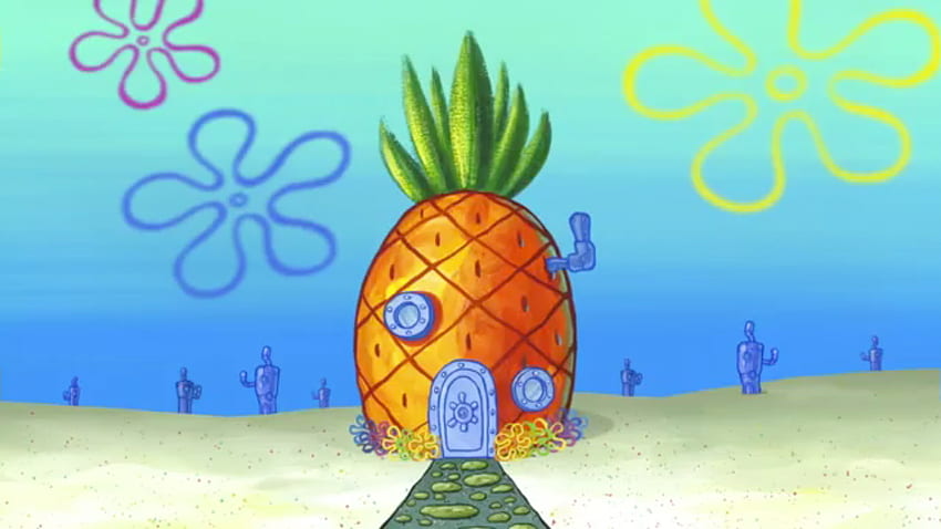 Immobiliare di prima qualità. Dipinto di Spongebob, Casa di Spongebob, Disegno di ananas Sfondo HD