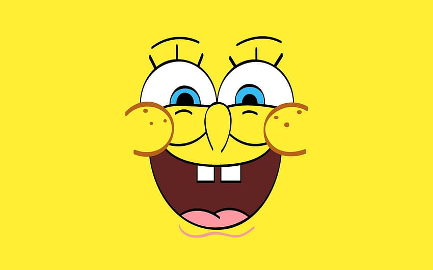 Kartun, Spongebob, Latar Belakang Kuning, Wajah Tersenyum, Wajah Kartun Lucu Wallpaper HD
