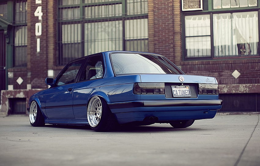 BMW E30 Stance Low BellyScrapers Clean Blue Cars HD wallpaper