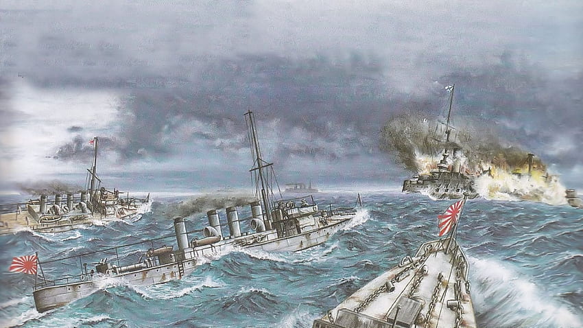 Contratorpedeiro em navios de guerra japoneses imperiais, mar, navio de guerra, japonês, contratorpedeiro papel de parede HD